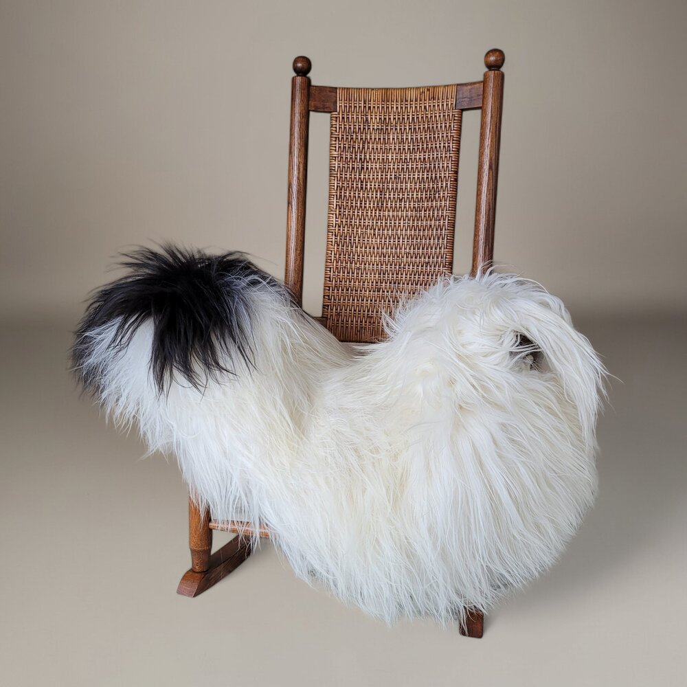 White + Natural Black Sheepskin 55" x 31"